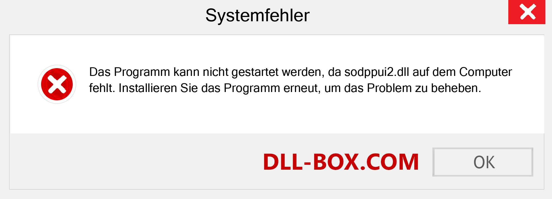 sodppui2.dll-Datei fehlt?. Download für Windows 7, 8, 10 - Fix sodppui2 dll Missing Error unter Windows, Fotos, Bildern